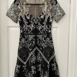 Marchesa Notte Short Embroidered Dress - Size 0